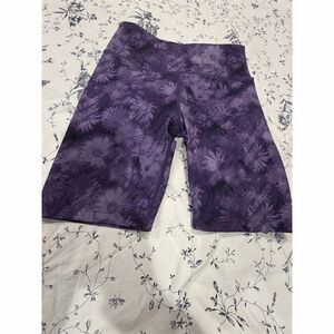 Mondetta Girls Purple Floral Bike Shorts Size 7-8 High Waist Stretch
